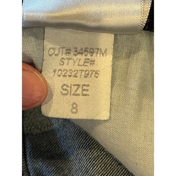 NYDJ Straight Leg Mid Rise Dark Wash Jeans With‎ Jeweled Back Pockets Size 8 - Picture 11 of 12